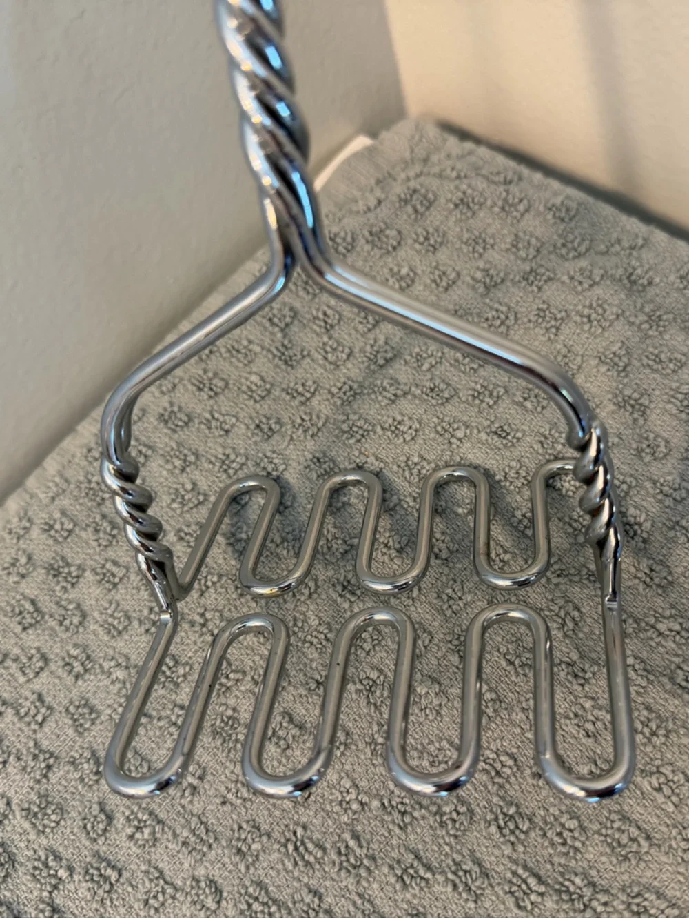 Wood Handle Potato Masher with Stainless Steel Head - Natural Wood & Silver